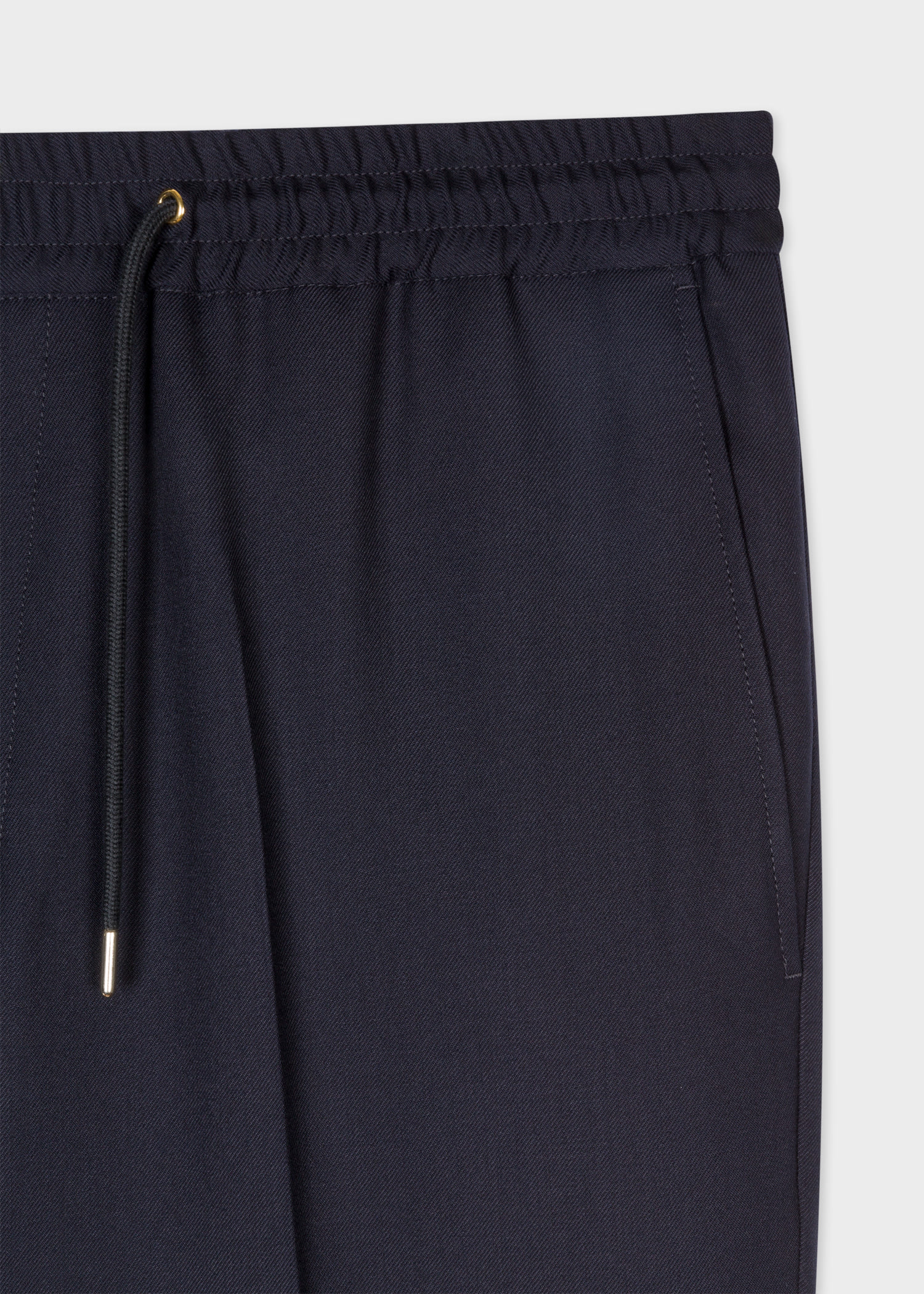 【YOURNUS】Slave Dart Wool Slacks A Suit To Travel In - Navy Drawstring-Waist Wool Pants