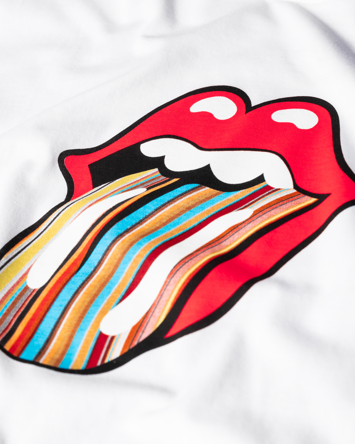 White 'Signature Stripe' Tongue Logo T-Shirt