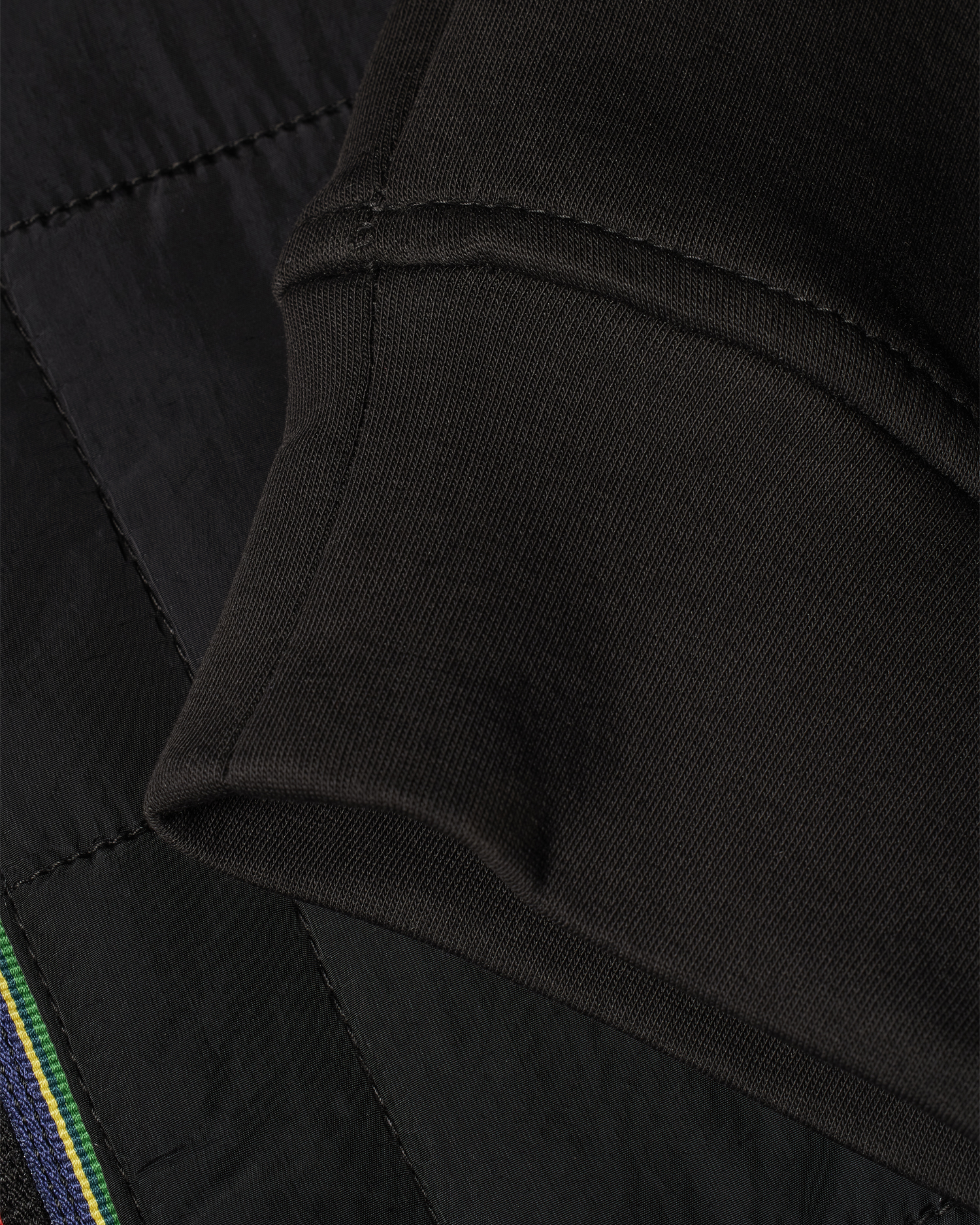 Men's Black 'Sports Stripe' Mixed Media Jacket