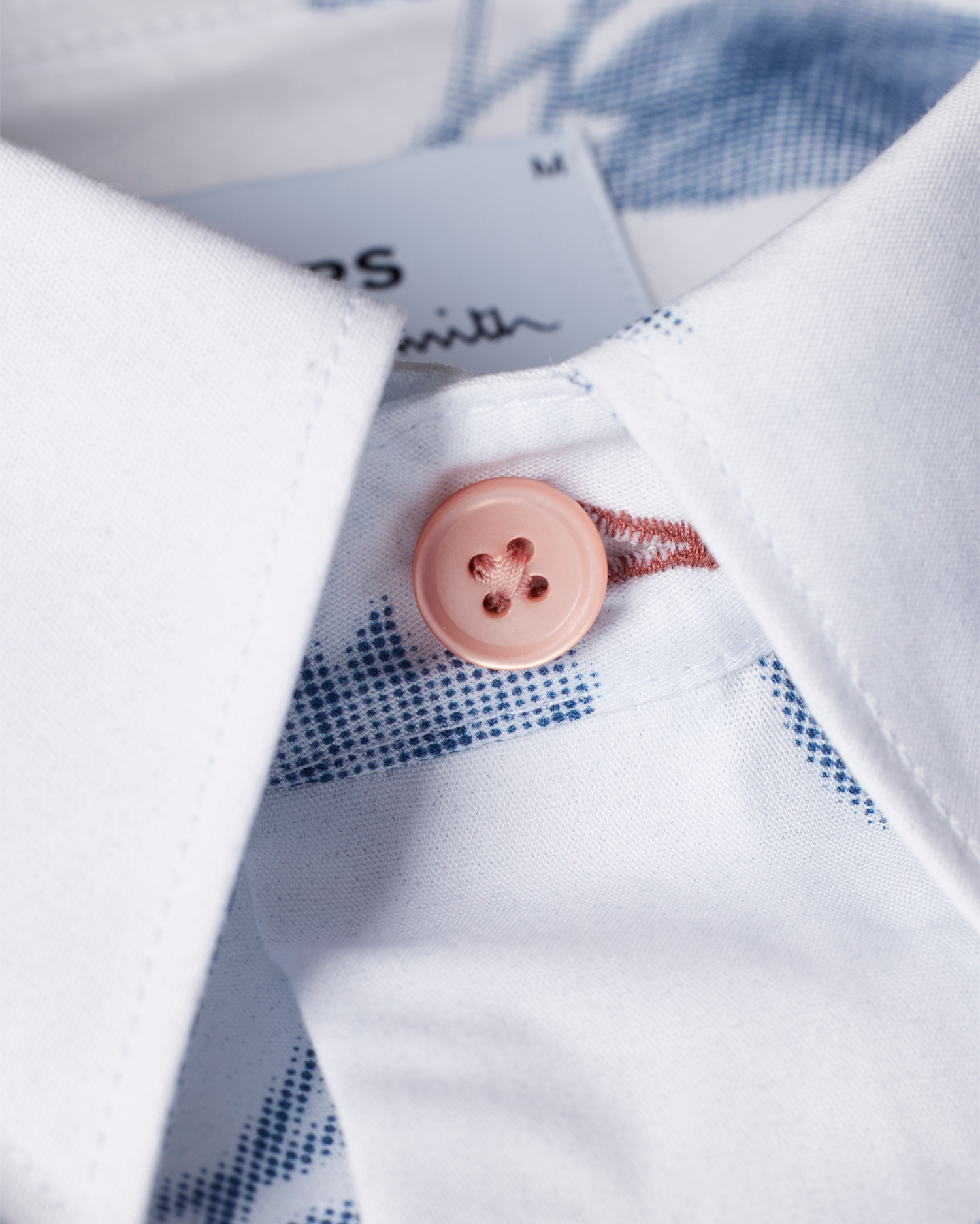 Men's Tailored-Fit White 'Half Tone Floral' Organic Cotton Shirt