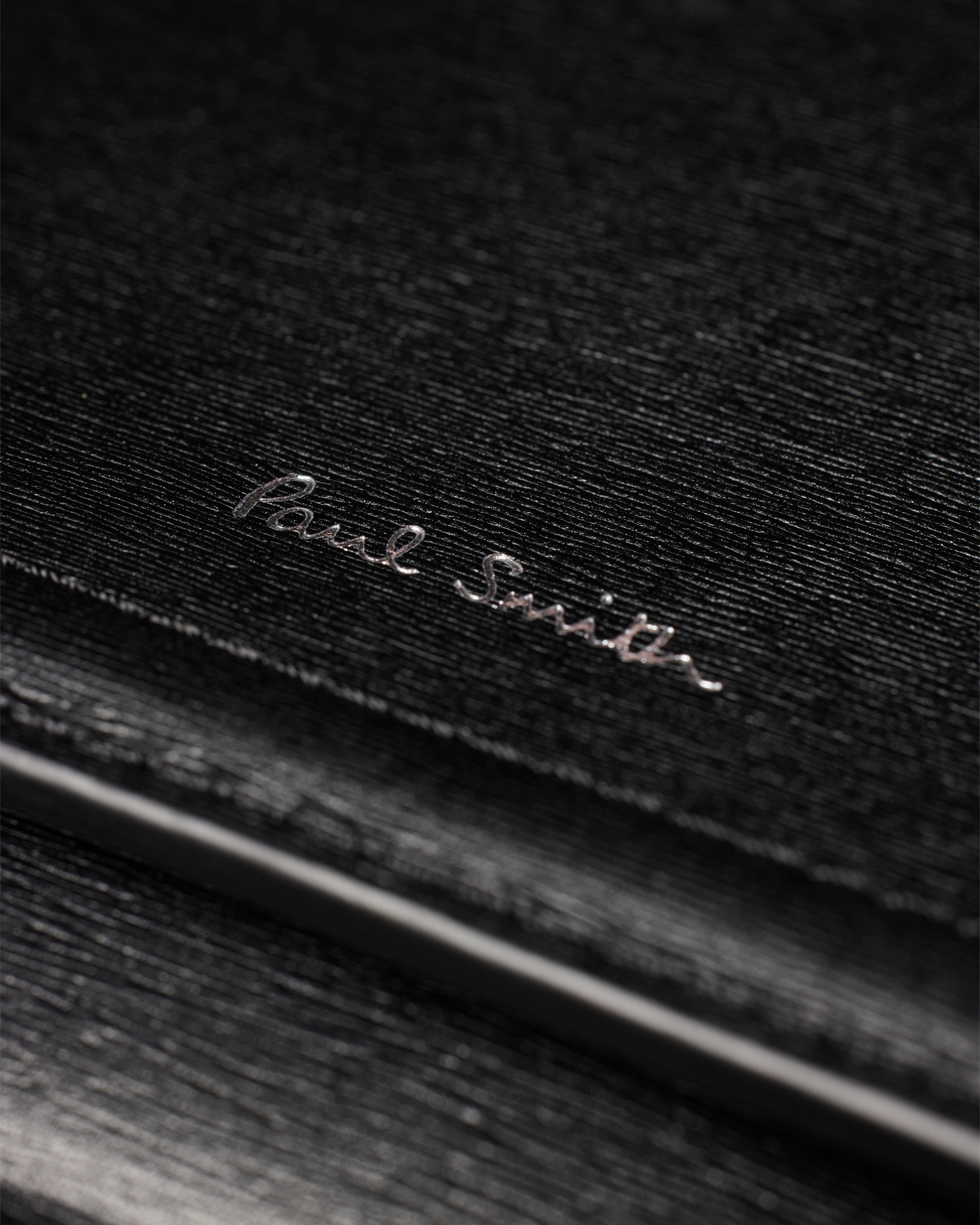 Black Straw-Grain Embossed Leather Messenger Bag