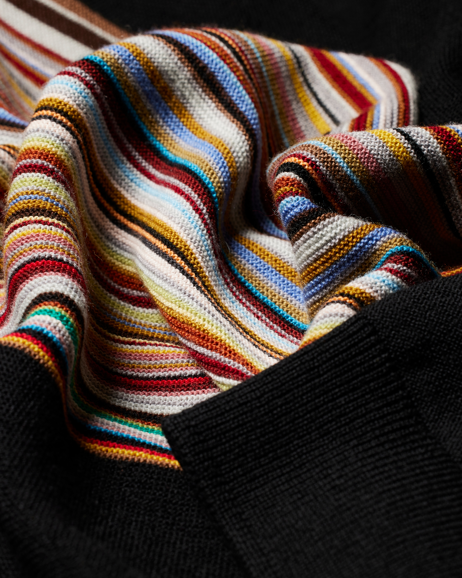 Men's Black 'Signature Stripe' Block Wool Sweater Men's Black 'Signature Stripe' Block Wool Sweater