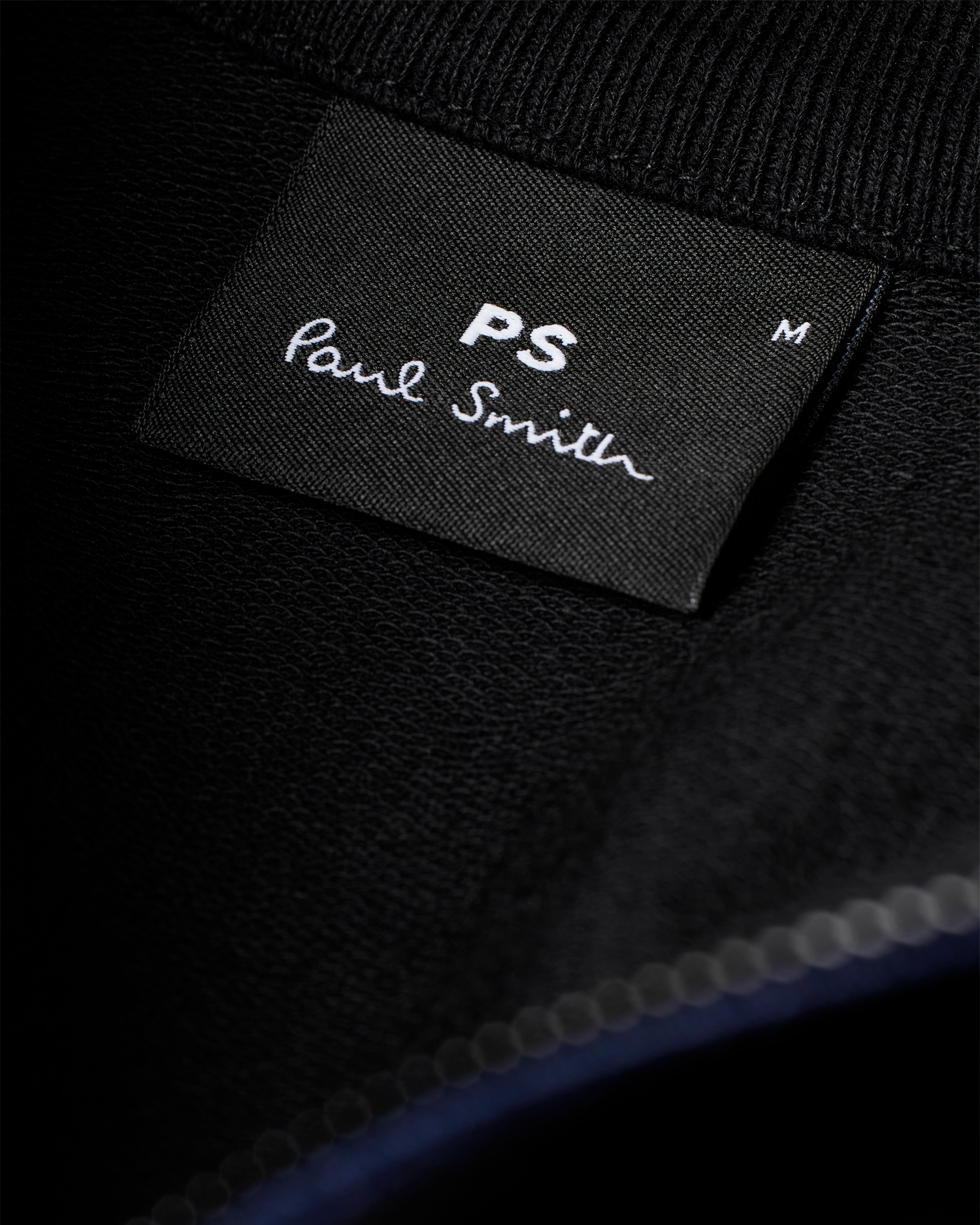 Men's Black 'Sports Stripe' Cotton-Modal Zip Neck Sweatshirt