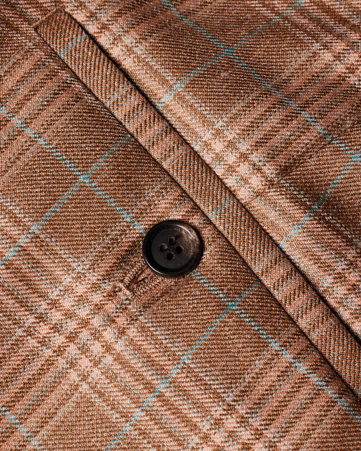 Men's Light Brown Wool-Silk Check Wide-Leg Trousers